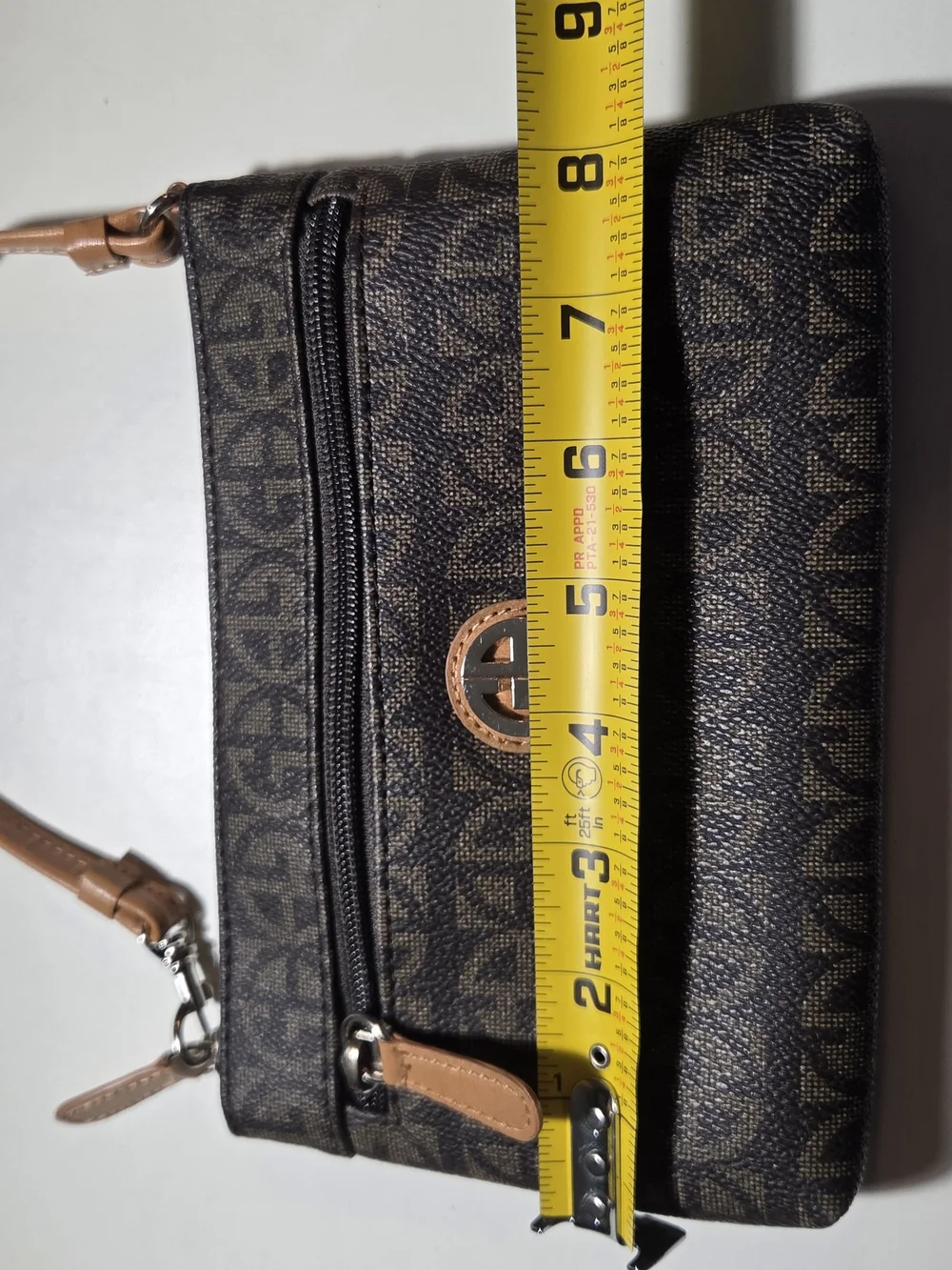 Giani Bernini Brown Monogram Wristlet with Tan Trim